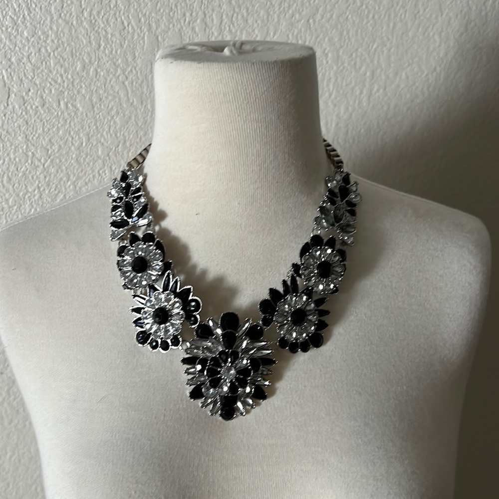 Floral Silver Plated Statement Necklace